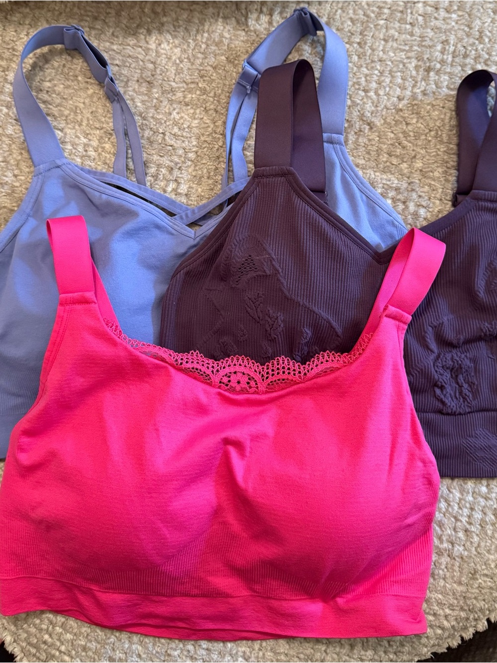 Women's Seamless Comfort Bralette - Pink, Lavender & Deep Plum Cacique 14/16